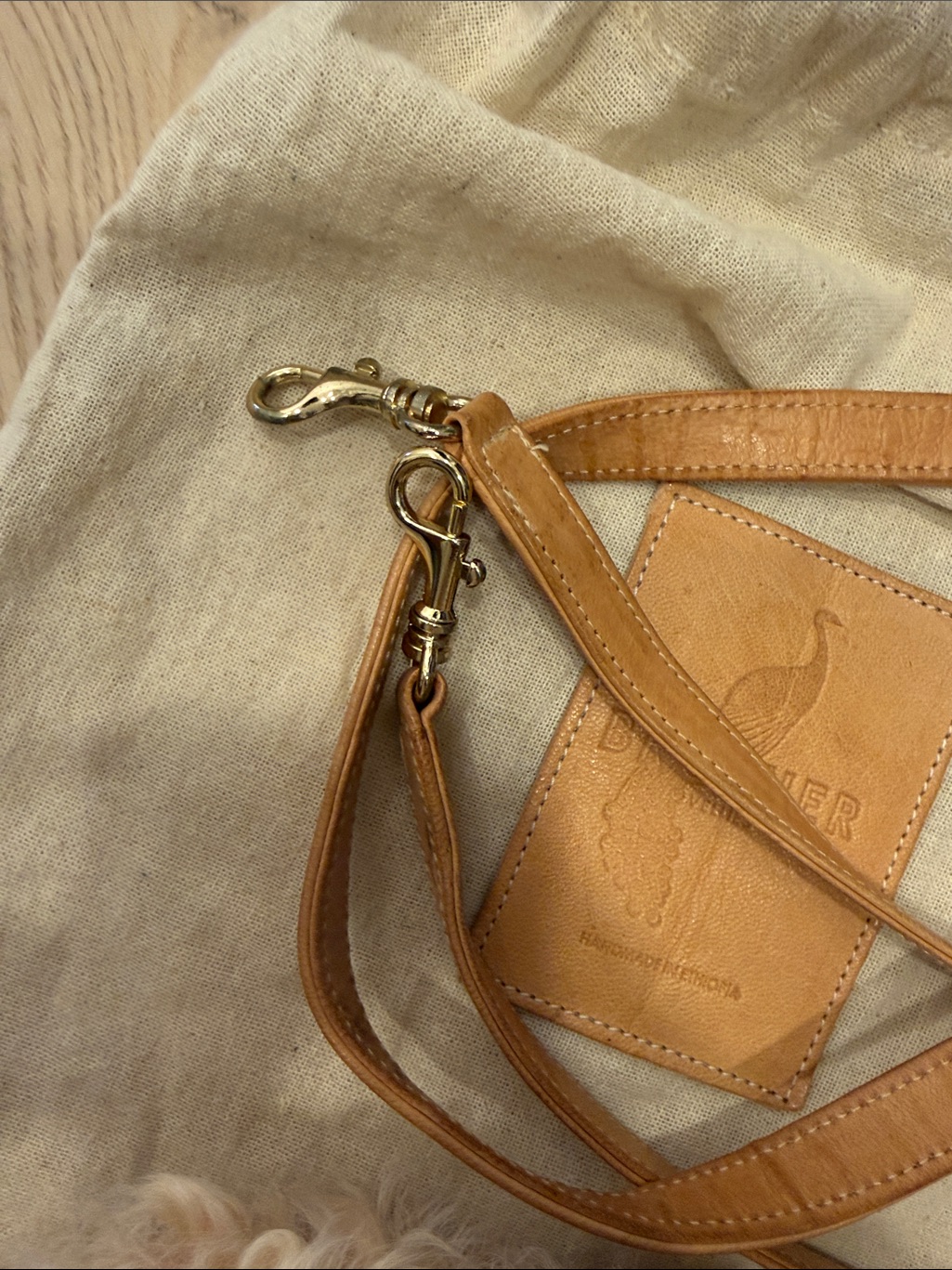 Brother Vellies Shearling Satchel Bag In Light Beige With Tan Trim — image 7 of 8